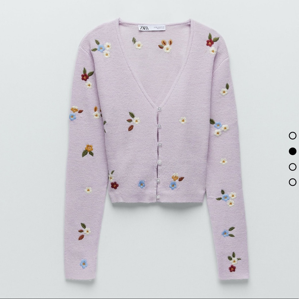 NEVER WORN Floral Embroidered Knit Cardigan